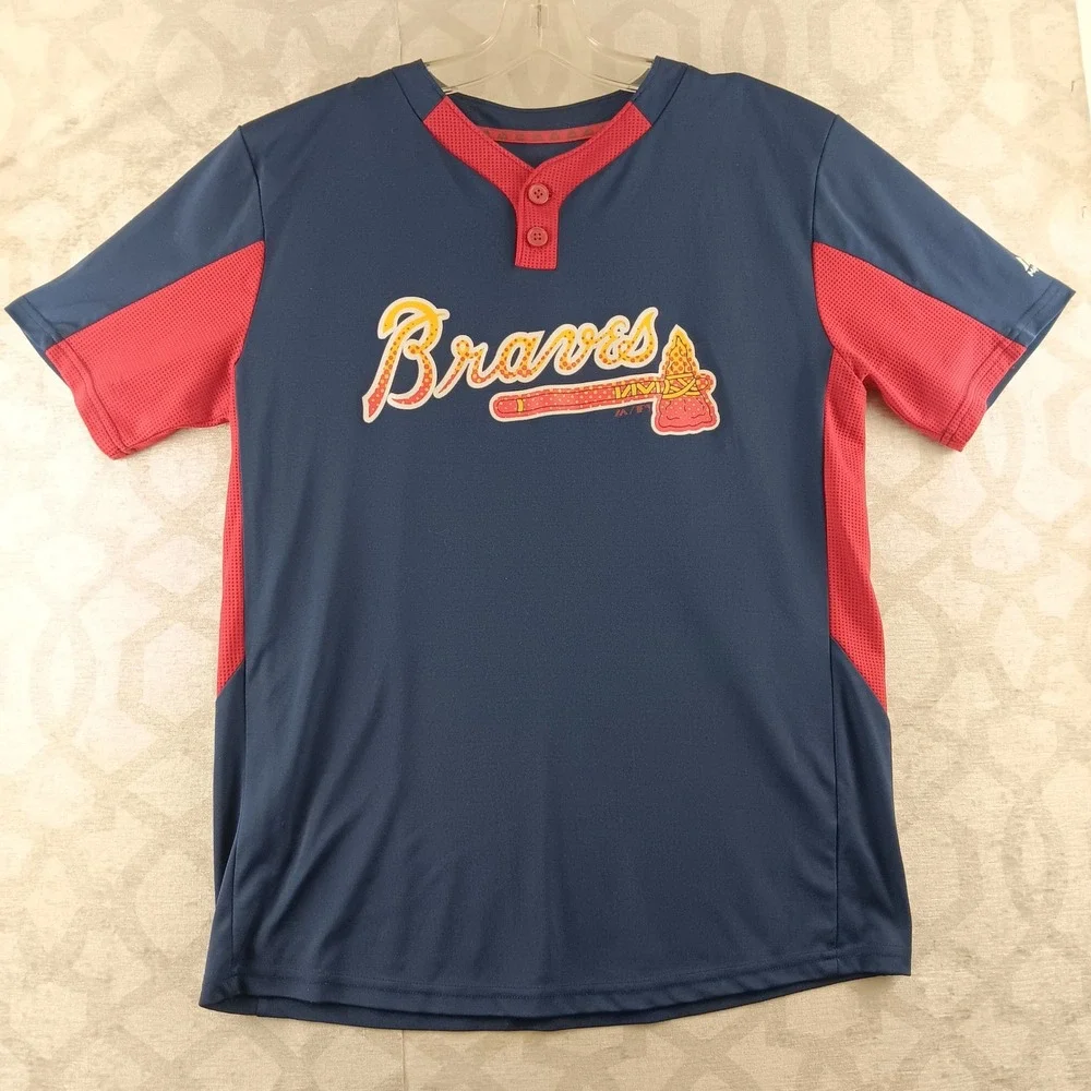 Majestic Atlanta Braves Youth XL Baseball Jersey Number 7 Cool‎ Base